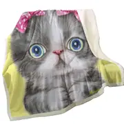 Adorable Grey White Girl Kitten Throw Blanket