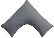Wake In Cloud - V Shaped Pillowcase 1 Piece, 1000TC Ultra Soft Microfiber, Tri Boomerang Maternity Cushion Cover, Grey