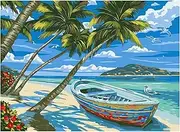 16 x 20 Inch DIY Oil Painting on Canvas Paint by Number Kit Castle Sailboat Pattern for Adults Beginner Craft Home Wall Decor Frameless Multicolor Type 2