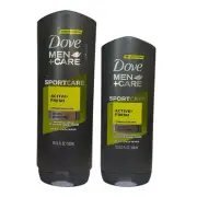 Lot of 2 Dove Men Sport Care Active Fresh Body & Face Wash 18 oz & 13.5 oz