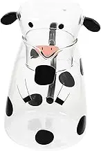 Luxshiny Elegant Cow Glass Water Pitcher Cup Electric Kettle Sister Coffee Mug for Bedside Desk Set of 2
