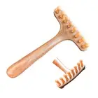 Multifunctional Rake Massage Comb Wood Body Meridian Massage Wide Tooth Comb-s