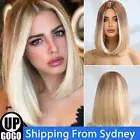Women Blonde Human Hair Wigs Short Straight Full Wigs Bob Party No Bangs Wig NEW