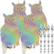 Owl Bird Repellent Control Scare Device - Holographic Reflective Woodpecker Deterrent With 12 inch Spiral Rods & 2 Bonus Suction Cups/2 Pack Combo