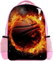 Travel Backpack,Small Backpack,Carry on Backpack,Flame and Retro Basketball,Backpack, N0de9npmiffl, 10.5x8x16.5 in