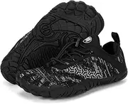 [BibYuga] Barefoot Shoes Children's Barefoot Shoes Girls Boys Quick Drying Bathing Shoes Breathable Trail Running Shoes Lightweight Soft Sports Shoes Non-Slip Hiking Shoes, K1 Black, 34 EU