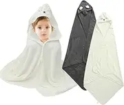 2Pcs Baby Bath Towels, Hooded Baby Towel, Soft Hooded Baby Towel Cute Animal Baby Towel, Natural Baby Stuff Towel for Toddlers and Kids Under 5 Years Old, 41.3×41.3 Inch (White Bear + Gray Elephant)