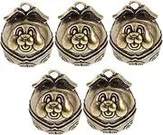 Retro Bell Pendants 5pcs Vintage Brass Bells for Dog Collar Cat Collar