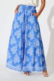 Mariah Pant in Blue with White Floral 8