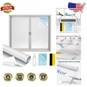 Easy Install Frosted Window Film - Static Cling with Grid Lines for Custom Fit