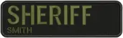 "Sheriff" embroidery patch 3x10 inches hook green on black