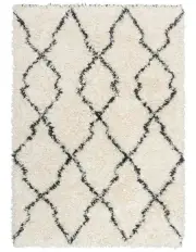 [LOOPSIE] Rusk Diamond Shag Rug in Cream/Black