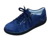 Waldlaufer H-Steffi Ladies Wide Navy Suede Lace Up & Zip Fasten Shoes Size 4.5