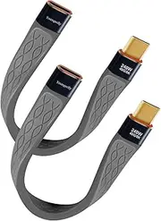YoungSelly 2Pack Female to Male 0.4Ft USB C Flex Adapter, Compatible with Thunderbolt 4/3, USB4/3, Support 240W Fast Charging, 8K Display, 40Gbps Data Transfer。