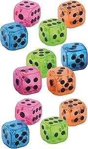 Ameisenkeks® Colourful Transparent Double Dice - 12 Pieces - Small Dice Inside - 27mm Acrylic Dice Set for Board Games, Casino & Party - Random Colour