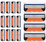 16Pcs Men's 5-Layer Razor Blades, Orange Razors Blades 5-Layer Manual Shaving Replacement Precision Blade, Compatible with Fusion 5, Precision Blades with Lubrication Strip (one size)