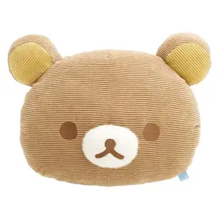 【San-X】拉拉熊 懶懶熊 療癒系列 燈芯絨大臉靠墊 抱枕 拉拉熊(Rilakkuma)