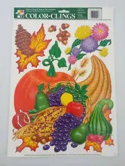 VINTAGE Color Clings - Fall Cornucopia Thanksgiving Static Window Decoration