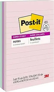 Post-it Super Sticky Notes Lined Bali Collection 101mm x 152mm 660-3SSNRP (Pack of 3)