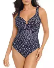 Miraclesuit L31214 Platinum Grey Belle Epoque Crisscross Escape One-Piece Sz 14