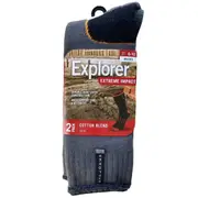 2 Pairs Holeproof Explorer Extreme Impact Mens Thick Work Cotton Mid Calf Crew Socks Charcoal Marle