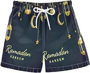 [RPLIFE] Swim Clothes for Boys, Anti Chafe Swim Trunks for Boys 2 T, Golden Ramadan Lanterns