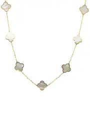 14K Italian Gold Pearl Big Clover Necklace
