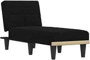 vidaXL Chaise Longue Black - Upholstered Fabric Reclining Lounge Sofa for Living Room/Bedroom, Multi-Position, Sturdy Frame, Modern Design