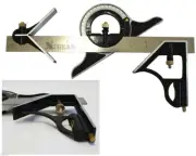 12" TRI-SQUARE SS COMBINATION PROTRACTOR RULER LEVEL MULTI-PURPOSE