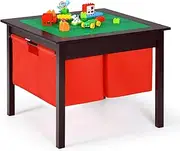 HONEY JOY Kids Table, Wooden Activity Desk for Children w/Storage Drawers, 2 in 1 Building Block Tabletop for Arts, Crafts, Reading, Preschool Nursery Play Table for Boys Girls Aged 3-8 (Espresso)