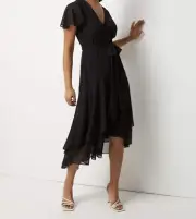 Black Wrap Dress - Portmans, Size 10