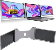 Triple Portable Monitor for Laptop, 15 inch Dual Extender Screen FHD 1080P IPS Display, HDMI/USB/USB C Plug and Play Laptop Monitor for Most Mainstream 15‑17 Inch Laptops(Space Gray)