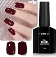 TOMICCA Red Gel Nail Polish,15ML Burgundy Red Gel Nail Polish Soak Off UV/LED Lamp Art Gel Nail Polish for DIY Manicure for Beginners and Home Nail Salon