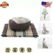 Compact Kapok Meditation Cushion Set - Zafu Pillow and Roll-Up Zabuton Mat