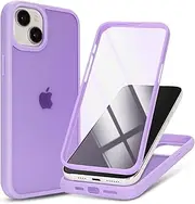 Cavor for iPhone 15 Plus Case Built-in Screen Protector iPhone 15plus Case 6.7'' Frosted Matte TPU PC Bumper Shockproof Cover 360° Full Body Protective Phone Case-Light Purple