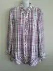 J.Jill Petite L Shirt Top Orchid White Plaid Long Sleeves Button Front NEW