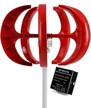 12V-220V Wind Turbine Generator,12000W 5 Blade 3 Phase AC Permanent Magnet Generator Wind Turbine Kit for Farm Power Generation (Red)