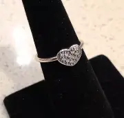 Pandora Pave Heart Ring #190890CZ +HINGED BOX+POLISH CLOTH+Tag ~RARE~Choose Size