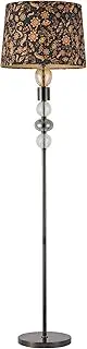 [Lexi Lighting] Aurelia Floor Lamp, Floral Fabric Lampshade, Metal Base in Black Nickel Finish, Glass Decor Design, Overall Height 156cm, Standing Lamp for Living Room Bedroom Study Room Office