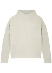 Eileen Fisher Chenille Roll-neck Jumper - Off White - XS (UK 6-8 / XS) XS (UK 6-8 / XS)