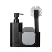 4pc Vigar Rengo Monobloc Sink Caddy/Dish Brush/Sponge w/ Dispenser Set Black