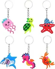 Homiliky 18Pcs Sea Animal Keychain Shark Crab Seahorse Turtle Jellyfish Starfish Mini Key Ring Backpack Handbag Decoration for Kids Women Men Birthday Christmas Party Gifts