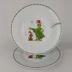 Set of 2 Dr Seuss How The Grinch Stole Christmas 10.5" Plate White Ceramic