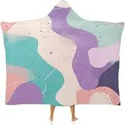 [Ausinbed] Iridescent Tones Wearable Cloak Hooded Blanket Fleece Hooded Robe Cloak Arctic Velvet Warm Throw Quilt Poncho Soft Nap Blanket Novelty Blanket Air Conditioning Blanket,40"x50"