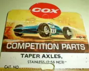 (2) 2 13/16" Cox Chaparral Tapered Stainless Steel Axles & 4 Nuts Slot Car NOS