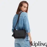 在飛比找Yahoo奇摩購物中心優惠-Kipling 曜岩黑品牌經典圓標多層隨身斜背包-ABANU