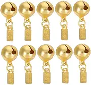 TEHAUX 10pcs Vintage Bell Pendant Mini Ornaments Charm Necklace Craft Jingle Bells Sleigh Bells for Ornaments Ornament Sleigh Bells Bracelet Jingle Bells DIY Bag Pendant Zinc Alloy Golden