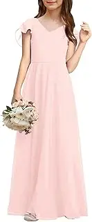 [Galawaqe] Kids Junior Bridesmaid Dresses Chiffon Flower Girl Dress for Teen Girl Long Party Pageant Gowns