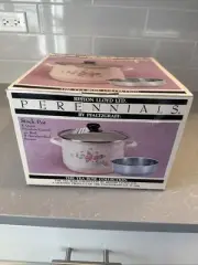 VTG NEW RARE Pfaltzgraff Tea Rose Enameled Venting 8 Qt Stock Pot Kettle Rare