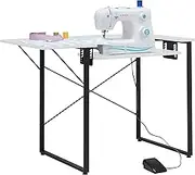 Sew Ready Dart Wood/Metal Multipurpose Machine Table Workstation Desk with Folding Top for Crafts, Sewing, Computers, Laptops, Games, Black Graphite/White 23D x 41W x 30H in